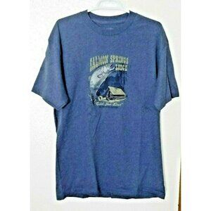 St. Johns Bay Salmon Springs Lodge Men's Graphic Tee Fishing Navy Blue Sz Medium